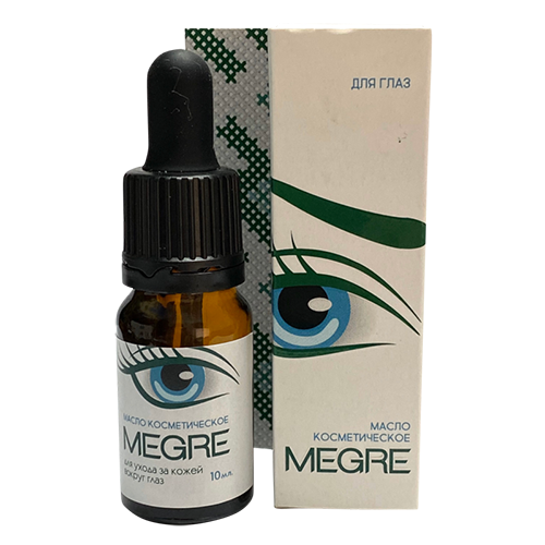 Kosmeetiline õli «MEGRE» silmaümbruse naha hooldamiseks, 10 ml.